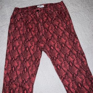 Men’s red snake skin pants